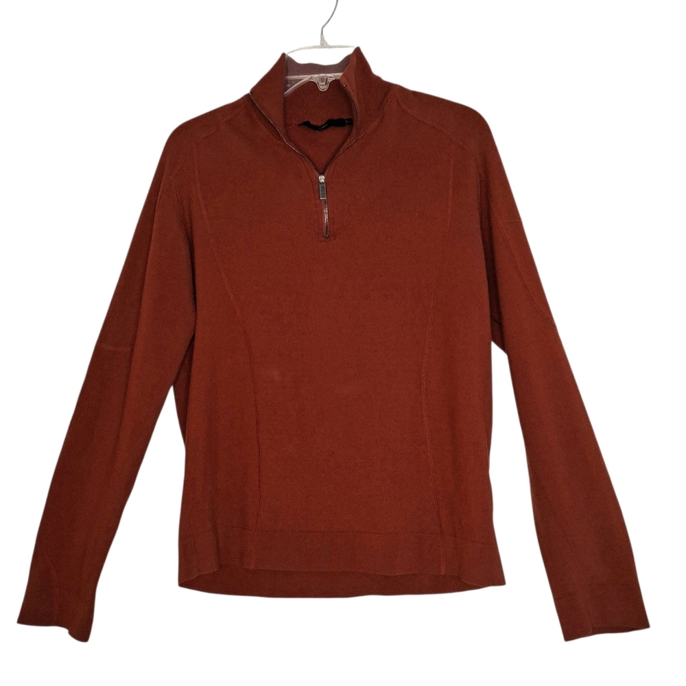 Ermenegildo Zegna Sport Lambswool Blnd Qtr Zip Sweater Men's Lg Runs Small Rust